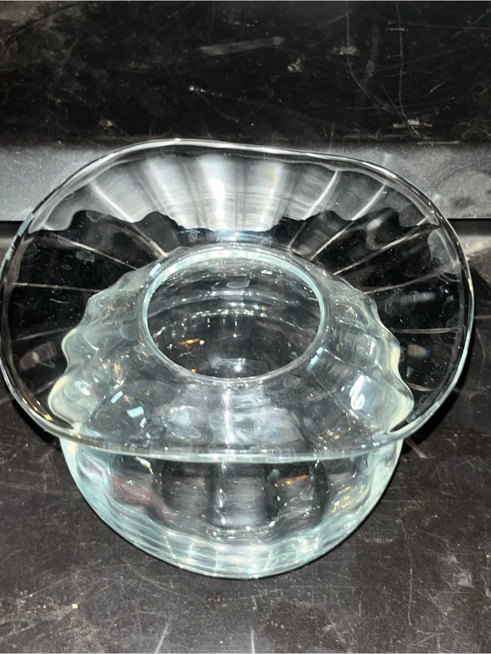 Vintage Mid-Century Modern Clear Paneled Swung Glass Vase MCM Stretch Art Glass